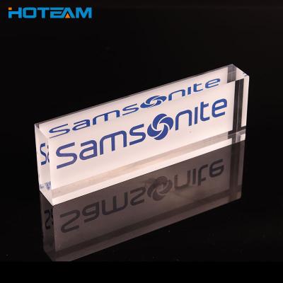 China Hoteam Clear Clear 14 Years Notice Clear Acrylic Award Proven Solid Acrylic Block Sublimation Sign for sale