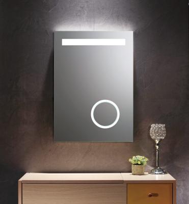 China Magnifying Premium LED Illuminated Bathroom Mirror Frameless Vanity Mirror With Lighted Magnifying Mirror for sale