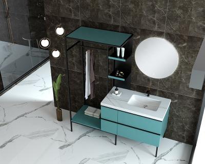 China Hot Selling America Modern Style Bathroom Vanity Set with Wardrobe, Smart Mirror and Undermount Sink for sale