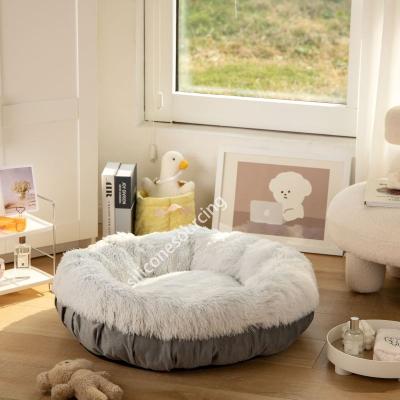 China Warm Cushion Mat Portable Nest Supplies Cat House Kennel Dog Round Cat Long Faux Fur Smooth Breathable Winter Sleep Dog Mat for sale