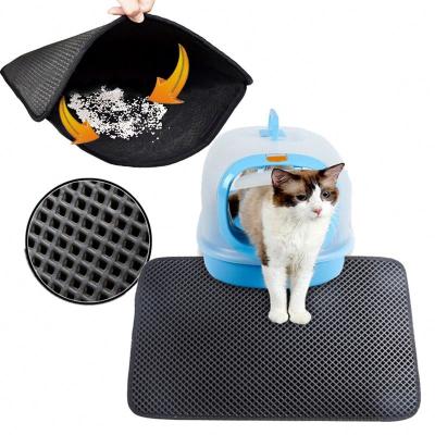 China Durable Waterproof Cat Litter Mat Toilet Leather Clean Pad For Pets House Double Layer Sand Cat Pad Pet Cat Litter Clean Non-Slip Mat for sale