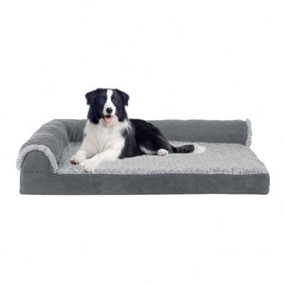 China Breathable Custom Pet Beds for Large Dogs Memory Foam Sofa-Style L-shaped Orthopedic Chaise Lounge Dog Bed Foam Washable Dog Bed for sale