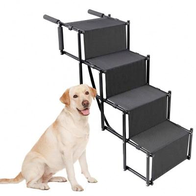 China Steel Pipe Small Animals Pet Ladder Ramp Portable Lightweight Collapsible Foldable Dog Car Steps Stairs Dog Stairs For Large Dogs for sale