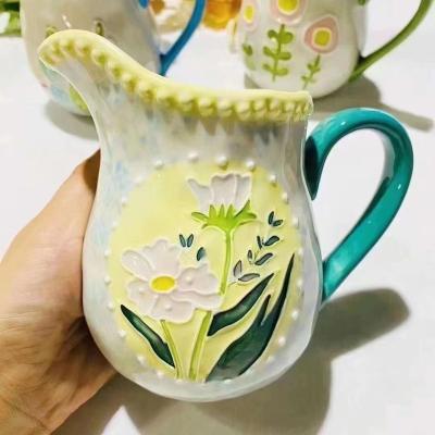 China Good Quality Manufacturer Coffee Creamer Jug Contemporary Professional Various Color Pottery Milk Jug for sale