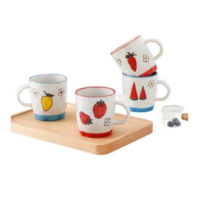 China Contemporary high quality creative coffee serving light luxury cute hand painted ceramic coffee mug for sale