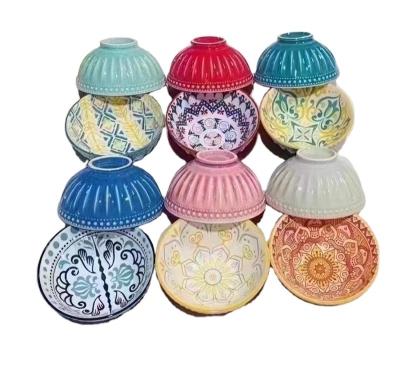 China New type of viable glamorous prices made China premium ice cream pasta bohemian ceramic palm bowl for sale