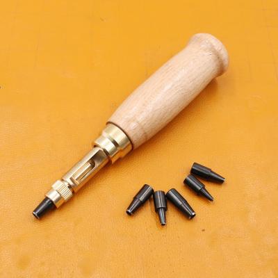 China 6pcs/set 1.5-4mm Wood and Alloy Automatic Belts Punch Replaceable Long Hole Punch Mute Rotary Punches Leather Leather Craft Tools for sale