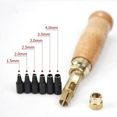 China Removable Wood and Alloy Hole Punch Screw Book Drill Auto with 6 Size Tilt 1.5-4mm Auto Belts Screw Punch Leather Tool for sale