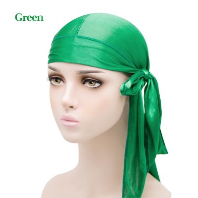 China Multifunctional Women Unisex Satin Men Bandana Breathable Silky Durag Hat do rag doo long tail headwrap for sale