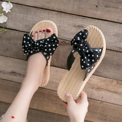 China 2022 New Spring/Summer Bow Women's Slippers Women's Slippers Elegant Sweat-absorbent Korean Version of Women's Wear for sale