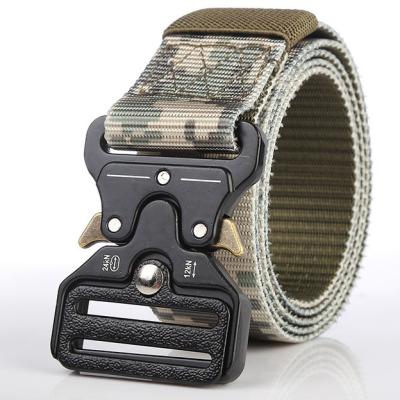 China Men's Breathable Belt For Jeans Pants Outdoor Durable Male Tactical Belt Quick Release Metal Pluggable Buckle for sale