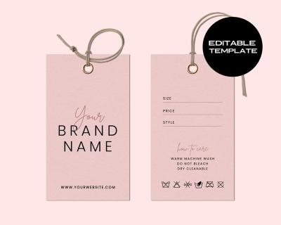 China Sustainable Custom Luxury Biodegradable Embossed Kraft Paper Apparel Hangtags String Pink Designer Swing Tag Eco for sale