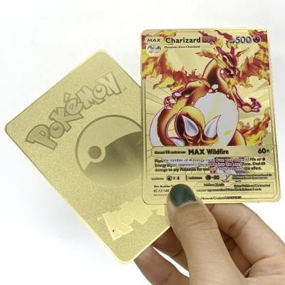 China Gift Certificate Best RTS Max Charizard DX 500hp Amazon Gold Selling Charizard Pokemon Metal Cards New Trading Card Game for sale