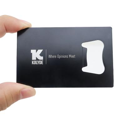 China Viable Custom Metal Stainless Steel OEM Bar Business Card Bottle Opener Metal Flat Wall Mounted Bottle Opener for sale