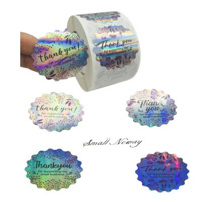 China Waterproof Hologram Sticker Printing White Thank You Transparent Stickers Thank You Small Business Stickers for sale