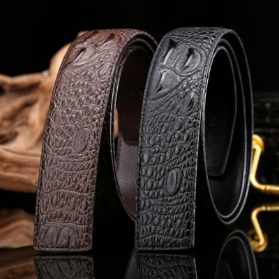 China New Daily Life Crocodile Pattern Belt With Smooth Buckle Belt No Buckle Business Real Leather Belt for sale