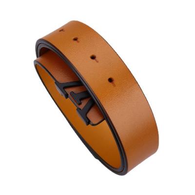 China Fashion.Casual.Business 2023 Men's Real Cowhide Leather Belt Plaid Belt Buckle B Fashion Automatic Leisure Belt Business for sale