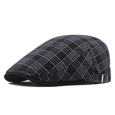 China New JOINT Pure Cotton Hat Square Color Plaid Peaked Hat Men's Fashion Sun Protection Beret for sale