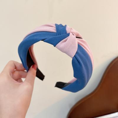 China 2022 daily life wide edge hair band cross lace up accessories retro hair wash band new simple satin face for sale