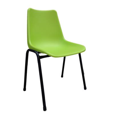 China Removable cover plastic stackable dining chair with plastic seat&metal legs for dining room for sale