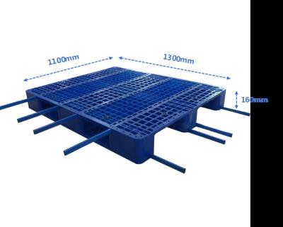 China Single Faced Loading Capacity 1.5 Ton Warehouse Equipment 1300*1100*160mm New HDPE Material Blue Rack Plastic Pallet for sale