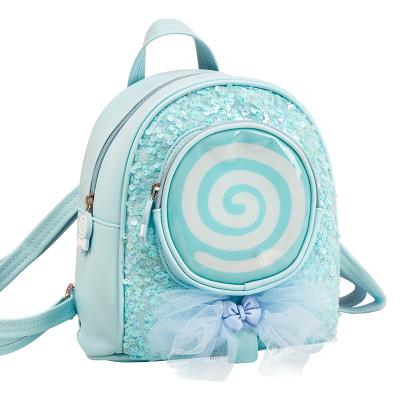 China Fashion Anti-theft Sequined Lollipop Little Girl Leisure Travel Backpack Creative Led Lightweight Kids Waterproof PU Leather Cartoon Backpack for sale