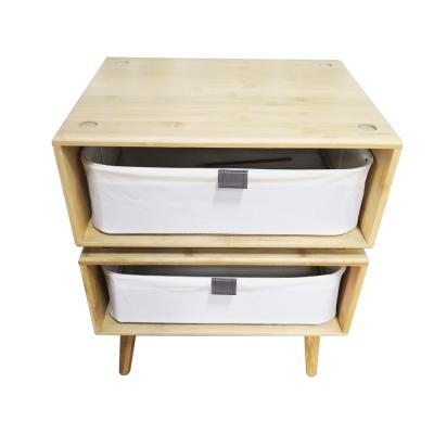 China Eco-Friendly Hot Selling Living Room 2 Tier Storage Cabinet For Tool Customized Eco-friendly Bamboo Storage Drawers for sale