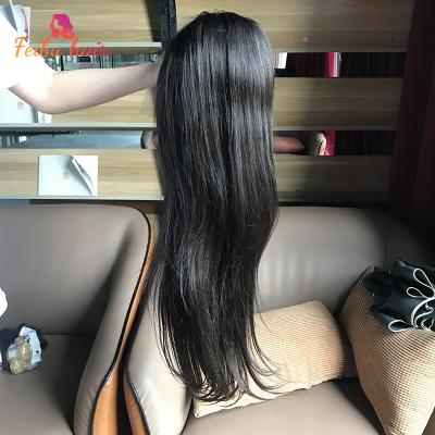 China Silky Straight Wave Fashion Straight Pre Plucked 100% Transparent 13x4 Lace Headband Wigs Hair No Chemical Unprocessed Can Be Dyed for sale