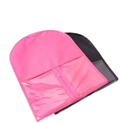 China Custom Logo Woven Satin Wig Storage Bag Hair Packaging Bags Non Dust With Wooden Hanger Extension For Hair Accessory for sale