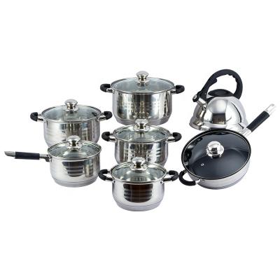 China Sustainable 14 Pcs Stainless Steel Cookware Set For Induction Cooker for sale