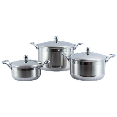 China Sustainable Wide Edge Stainless Steel Cookware Set Cooking Casserole Pot With Zinc Alloyed Handle for sale