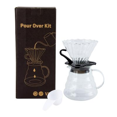 China Hot Sale 2Pcs Sustainable Borosilicate Glass Coffee Filter And Cloud Coffee Pot Set for sale