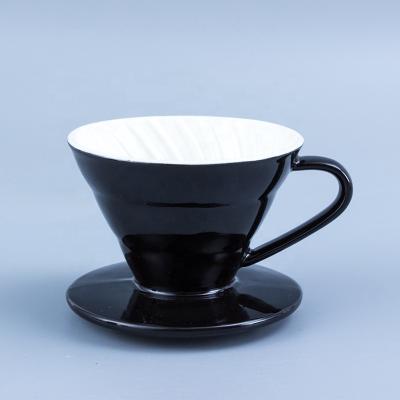 China Viable High Quality Black White Ceramic Coffee Filter V60 Coffee Filter Dripper for sale