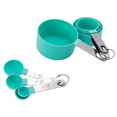 China Sustainable Kitchen Accessories 8 Pcs Plastic Measuring Cups And Spoons Set For Cooking Coffee for sale