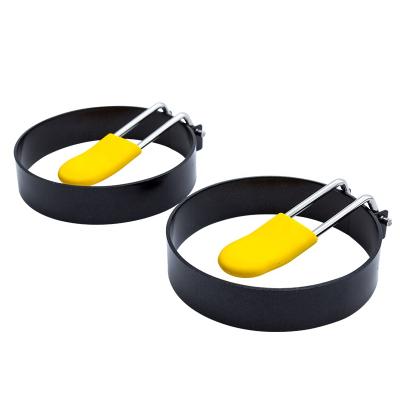 China Sustainable 2Pcs Stainless Steel Egg Frying Rings Mold Kitchen Cooking Tools Round Shaper Fried Egg Mold for sale