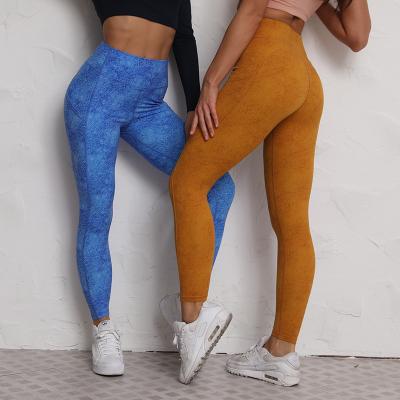 China New Lightweight Stitched Washed Pocket Side Tights For Running Outside Naked Feel Printed Sports Yoga Pants Breathable for sale