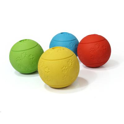 China Factory Sustainable Natural Rubber Pet Leakage Soft Indestructible Treat Dog Toy Ball for sale