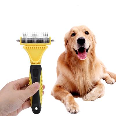 China Double 23 + 12 Stainless Steel Viable Sided Teeth Massaging Cat Grooming Tools Pet Dematting Comb for sale