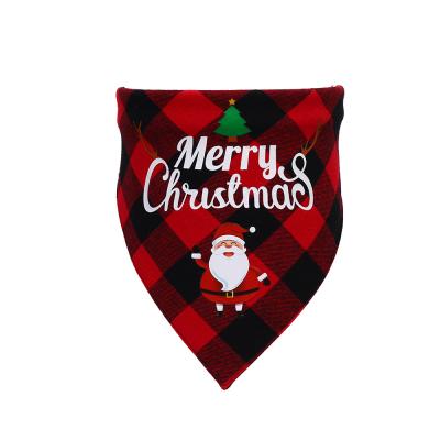 China New Coming Viable Costom Cotton Plaid Pet Christmas Bandana Dog Scarf for sale