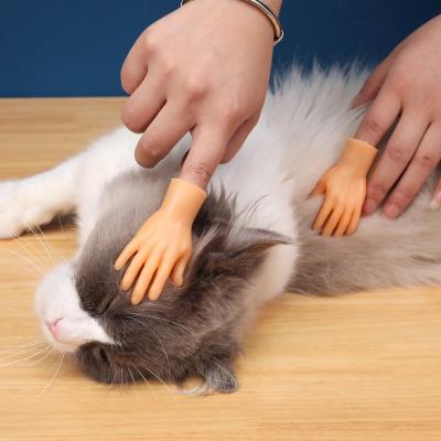 China Stocked Popular Funny Tiny Set Toy Finger Cot Mitten Tiktok Vinyl Simulation Palm Interactive Cat Teaser Massage for sale