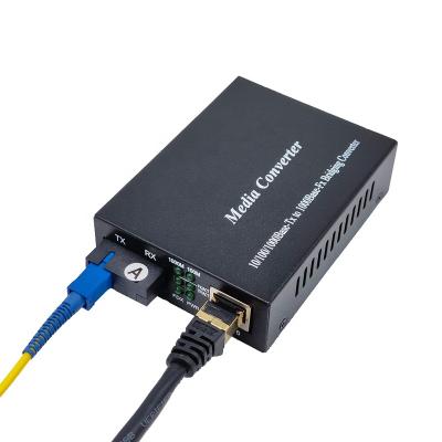 China FTTH FTTB FTTC Bi-Di Gigabit Singlemode Fiber Media Converter, 1000M Single SC to 10/100/1000M RJ45, 1310/1550nm, 20-60km for sale