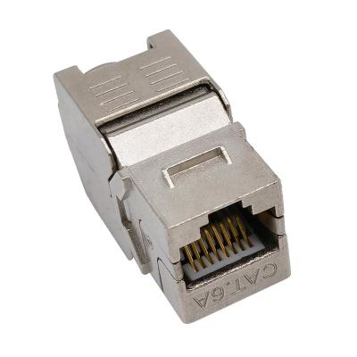 China Easy Installation Zinc Alloy Cat6A Shielded Keystone Type STP Cat6a RJ45 FTP Amp Jack Modular Keystone Jack for sale