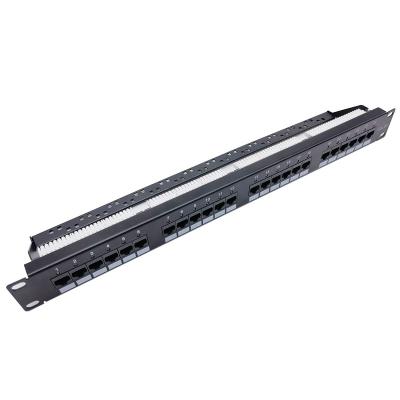 China Telecom Communication 1U RJ45 UTP 24 Module Cat6a Rack Mount Port Patch Panel With LED Lights for sale