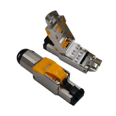 China Automotive FTP Toolless Rj45 Modular Plug 8P8C Shielded Cat7 Cat8 Field Termination Plug Connector for sale