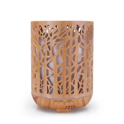 China New Design Forest Pattern 350ML Wooden Grain Essential Oil Cool Diffuser Humidifier Natural Home Fragrance Diffuser for sale