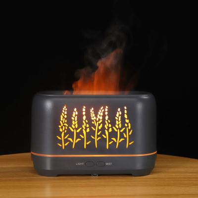 China Ultrasonic Evaporative Flame Diffuser Cold Flame Wood Grain Essential Oil Aroma Humidifier Warm Fire for sale