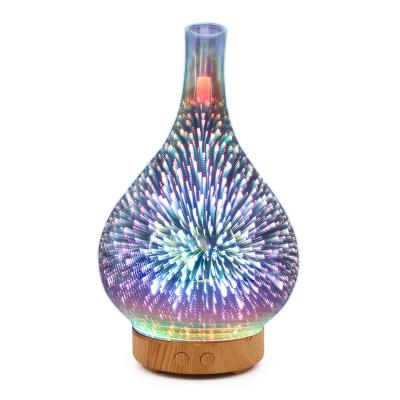 China Cool Glass Ultrasonic Aroma Diffuser 100ml 3D Glass Essential Oil Diffuser Nebulizer Quiet Cool Mist Humidifier for sale