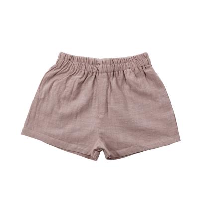 China 2021 Summer Custom High Waist Solid Color Baby Pants Breathable Casual Canvas Shorts for sale