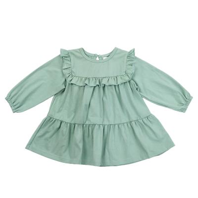 China Breathable Boutique Toddlers Infants Clothes Babies Organic Cotton Long Sleeve Ruffle Dresses Dress for sale