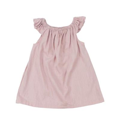 China Summer Washable Hot Sale Girl's Cotton Canvas Shorts Float Sleeveless 1 Years To 6 Years Old Baby Kids Dress for sale